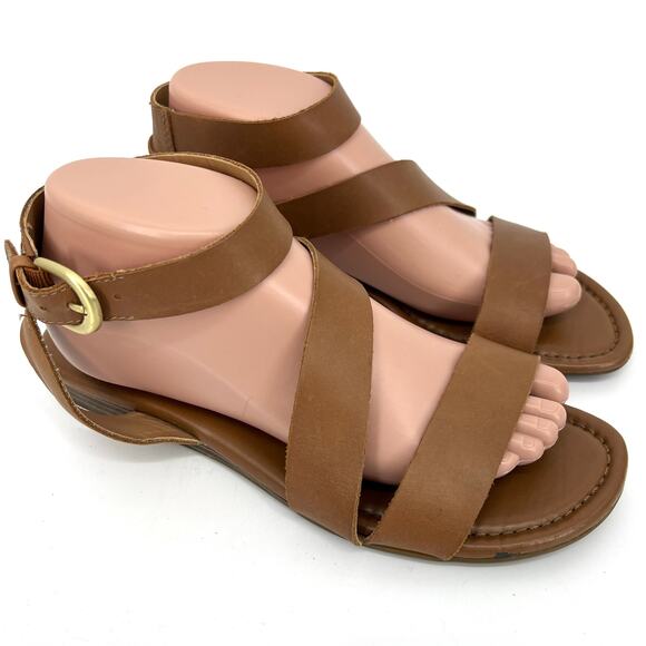Franco Sarto Womens Gustar Tan Ankle Strap Buckle Closure Leather Sandals Sz 9 - Picture 3 of 8